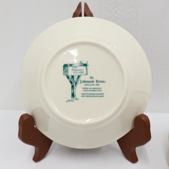 Ironstone Transferware Dessert Bowls Set of 4 The Friendly Village Johnson Bros - Picture 2 of 8